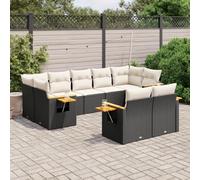 LAPOOH Ensemble de canapés de jardin 8 pièces et coussins en rotin synthétique noir, ensemble de meubles de jardin, meubles de jardin, meubles de jardin - 3227127