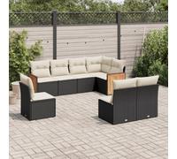LAPOOH Ensemble de canapés de jardin 8 pièces et coussins en rotin synthétique noir, ensemble de meubles de jardin, meubles de jardin, meubles de jardin - 3227722
