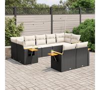 LAPOOH Ensemble de canapés de jardin 8 pièces et coussins en rotin synthétique noir, ensemble de meubles de jardin, meubles de jardin, meubles de jardin - 3259529