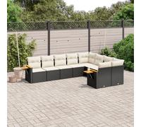 LAPOOH Ensemble de canapés de jardin 8 pièces et coussins en rotin synthétique noir, ensemble de meubles de jardin, meubles de jardin, meubles de jardin - 3259543