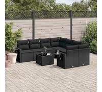 LAPOOH Ensemble de canapés de jardin 8 pièces et coussins en rotin synthétique noir, ensemble de meubles de jardin, meubles de jardin, meubles de jardin - 3252292