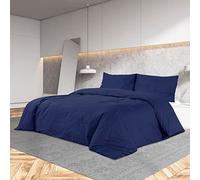 LAPOOH Ensemble de Housse de Couette Bleu Marine 220x240 cm Microfibre,Parure De Lit Adulte 2 Personnes,Drap De Lit