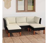 LAPOOH Ensemble de meubles de jardin 5 pièces et coussins en rotin synthétique noir