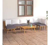 LAPOOH Ensemble de meubles de jardin 8 pièces avec coussins en bois massif d'acacia