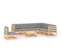LAPOOH Ensemble de meubles de jardin 8 pièces et coussins - Ensemble de jardin - Ensemble de meubles de jardin d'extérieur - Canapés de terrasse - Bois de pin massif