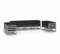 LAPOOH Ensemble de meubles de jardin 8 pièces et coussins, ensemble de jardin, ensemble terrasse, ensemble meubles de jardin extérieur, canapé de jardin, terrasse, bois de pin massif