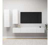 LAPOOH Ensemble de meubles TV 4 pièces modernes complets meubles de salon salle à manger moderne meuble TV salon meuble TV salon meuble TV en aggloméré blanc