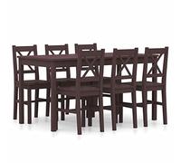 LAPOOH Ensemble de salle à manger 7 pièces en bois de pin marron foncé, ensemble table et chaises de cuisine, table de cuisine avec chaises, meuble de salle à manger SPU:283377