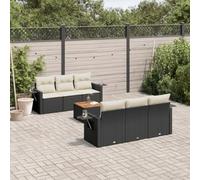 LAPOOH Ensemble de salle à manger de jardin 7 pièces et coussins en rotin synthétique noir, ensemble table et chaises de jardin, table et chaises, terrasse, meubles de jardin - 3224453