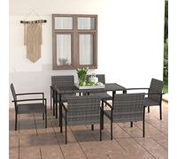 LAPOOH Ensemble de salle à manger de jardin 7 pièces, table terrasse extérieure et chaises, table et chaises, table et chaises de jardin, ensemble de terrasse en rotin synthétique gris