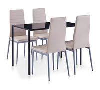 LAPOOH Ensemble de table et chaises de salle à manger 5 pièces Ensemble table et chaises de cuisine, table à manger et chaises, meuble de salle à manger, jeu de meubles Couleur cappuccino