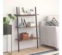 LAPOOH Étagère inclinée 3 niveaux marron foncé noir 64 x 34 x 116 cm, bibliothèque étagère, meubles auxiliaires, étagères de rangement, meuble de rangement - 336371