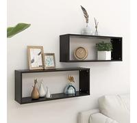 LAPOOH Étagères Cube murales 2 pcs Noir 60x15x23 cm Aggloméré,Etagere Rangemen,Decoration Murale,Etagere Murale sans Percage