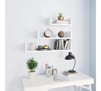 LAPOOH Étagères murales 3 pcs Blanc Bois d'ingénierie,Etagere Rangemen,Decoration Murale,Etagere Murale sans Percage