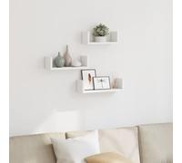 LAPOOH Étagères murales 3 pcs Blanc Bois d'ingénierie,Etagere Rangemen,Decoration Murale,Etagere Murale sans Percage