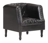 LAPOOH Fauteuil avec design cube en cuir de chèvre véritable noir, fauteuils de cinéma, fauteuils de salon, fauteuil tantra sexuel, fauteuil TV, fauteuil d'allaitement