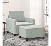 LAPOOH Fauteuil avec tabouret velours gris clair 60 cm, fauteuils de cinéma, fauteuils de salon, fauteuil tantra sexuel, fauteuil TV, fauteuil d'allaitement - 3201164