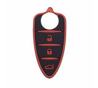 LAPOOH Housse pour Porte-clés de Voiture, pour Alfa Romeo 156/159 /Mito/Giulietta/Gt/4c, Coque de Clé à Distance 3 Boutons en Caoutchouc Accessoires de Style,-Black Redbutton