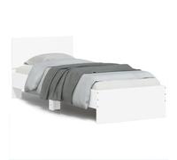 LAPOOH Cadre de lit avec tête de lit et lumières LED Blanc 90x190 cm,Lit Adulte,Lit À Cadre