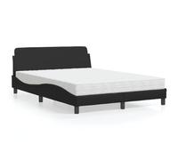 LAPOOH Lit avec matelas en similicuir noir, 140 x 190 cm, base de lit, structure de lit, cadre de lit, cadre de lit, lit jeune, lit de jeune, lit de chambre, sommier - 3208397