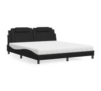 LAPOOH Lit avec matelas en similicuir noir 180 x 200 cm, base de lit, structure de lit, cadre de lit, cadre de lit, lit de bébé, lit jeune, lit de chambre, sommier - 3208810