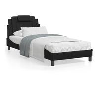 LAPOOH Lit avec matelas en similicuir noir, 90 x 190 cm, base de lit, structure de lit, cadre de lit, cadre de lit, lit jeune, lit de jeune, lit de chambre, sommier - 3208761