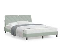 LAPOOH Lit avec matelas en velours gris clair 140 x 200 cm, base de lit, structure de lit, cadre de lit, cadre de lit, lit de bébé, lit jeune, lit chambre à coucher, sommier - 3208658