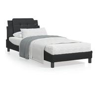 LAPOOH Lit avec matelas noir 90 x 190 cm en simili cuir, tour de lit, cadre lit simple/double, structure lit moderne-3208831