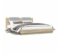 LAPOOH Lit avec tête de lit en bois d'ingénierie chêne Sonoma 200 x 200 cm, base de lit, structure de lit, cadre de lit, lit de bébé, lit jeune, lit chambre à coucher, sommier - 3209893