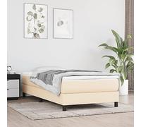 LAPOOH Lit-box Spring avec matelas, sommier, bases de lit, structure de lit, lit pour jeunes, lit meuble, cadre de lit, tissu couleur crème, 90 x 190 cm