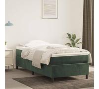 LAPOOH Lit-box Spring avec matelas, sommier, structure de lit, bases de lit, lits juvéniles, lit meuble, cadre de lit, velours vert foncé 80 x 200 cm