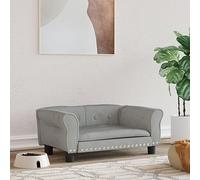 LAPOOH Lit pour chien en velours gris clair 70 x 45 x 30 cm, matelas pour chien, berceau, lit pour animaux de compagnie, lit pour chiens et chats - 171825