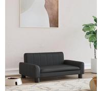 LAPOOH Lit pour Chien Noir 70x45x30 cm Similicuir, Coussin Dehoussable Et Lavable, Matelas