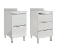 LAPOOH Lot de 2 armoires de cuisine commerciales en acier inoxydable