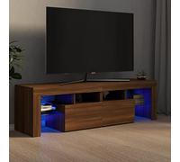 LAPOOH Meuble TV avec lumières LED Chêne Marron 140x36,5x40 cm,Meuble TV,Table Basse Salon Meuble TV,Table Basse LED Couleurs