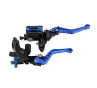 LAPOOH Paire de Leviers de Frein de Moto de 7/8 Pouces, Leviers de Réservoir de Maître-cylindre D'embrayage avec Base de Rétroviseur, Ajustement Universel pour la Plupart des Motos, (Bleue)