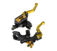 LAPOOH Paire de Leviers de Frein de Moto de 7/8 Pouces, Leviers de Réservoir de Maître-cylindre D'embrayage avec Base de Rétroviseur, Ajustement Universel pour la Plupart des Motos, (Or)
