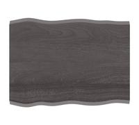 LAPOOH Plateau de table en bois traité chêne avec bord naturel gris 80 x 60 x 2 cm, plan de travail de cuisine, planches en bois, table de salon, plan de travail en bois - 364010