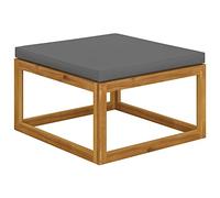 LAPOOH Repose-pieds avec coussin gris foncé en bois massif d'acacia, tabouret de terrasse, tabouret de jardin, repose-pieds canapé, tabourets bas, repose-pieds