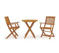 LAPOOH Salle à manger de jardin pliable 3 pièces, ensemble table et chaises de jardin, ensemble terrasse, meubles de jardin extérieur, ensembles de meubles de jardin, bois massif d'acacia