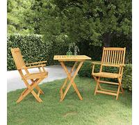 LAPOOH Salle à manger de jardin pliable 3 pièces Ensemble table et chaises de jardin, table et chaises, terrasse, ensembles de meubles de jardin, meubles de jardin extérieur, bois massif d'acacia