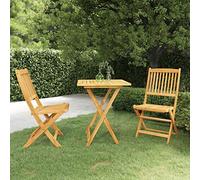 LAPOOH Salle à manger de jardin pliable 3 pièces, table et chaises, terrasse, ensemble table et chaises de jardin, meubles de jardin en bois massif d'acacia
