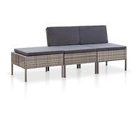 LAPOOH Salon de Jardin 3 pcs avec Coussins Résine tressée Gris Salon De Jardin Extérieur,Meuble Salon Jardin Exterieur,Meuble Balcon Exterieur