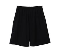 LApooh Short De Pyjama en Coton pour Femme, Bas De Couchage Doux, Longueur Genou avec Poches, Short De Salon Élégant, Pantalon Décontracté Ample pour Femme, Sommeil, Gym, Course À Pied, Noir XL