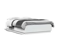 LAPOOH Structure de lit avec LED en bois ingénierie blanc 140 x 200 cm, base de lit, cadre de lit, cadre de lit, lit jeune, lit de chambre à coucher, sommier - 3209611