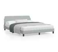 LAPOOH Structure de lit avec tête de lit en velours gris clair 160 x 200 cm, base de lit, cadre de lit, lit de bébé, lit jeune, lit de chambre, sommier - 373212