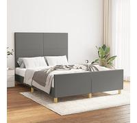 LAPOOH Structure de lit avec tête de lit, sommier, base de lit, cadre de lit, lit meuble, lit complet, lits juvéniles, tissu gris foncé, 140 x 190 cm