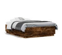 LAPOOH Structure de lit en bois d'ingénierie chêne fumé 135 x 190 cm, base de lit, structure de lit, cadre de lit, cadre de lit, lit jeune, lit de chambre à coucher, sommier - 3209741