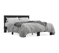 LAPOOH Structure de lit en bois d'ingénierie et métal noir 120 x 190 cm, base de lit, structure de lit, cadre de lit, lit de bébé, lit jeune, lit de chambre, sommier - 3280202