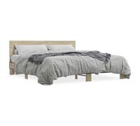 LAPOOH Structure de lit en bois d'ingénierie métal chêne Sonoma 180 x 200 cm, base de lit, structure de lit, cadre de lit, lit de bébé, lit jeune, lit de chambre à coucher, sommier - 3280178